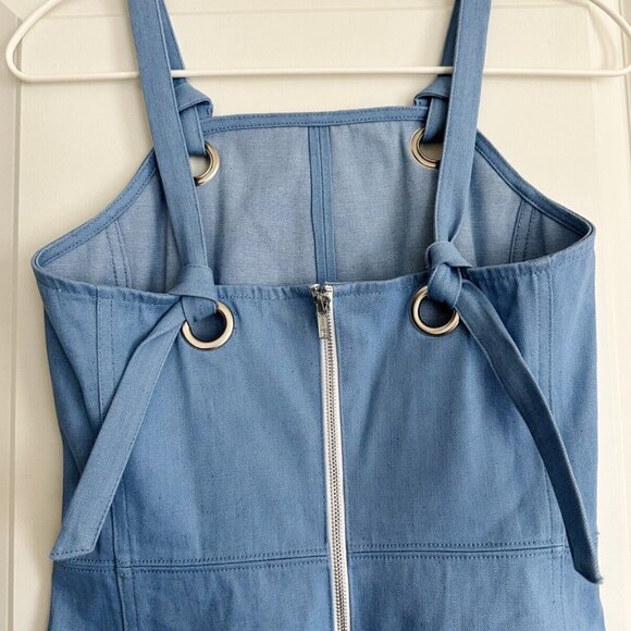 Women's Designer NWT Rag & Bone Pale Blue Suffolk Mini Cotton Denim Dress Sz 4 - Picture 4 of 7
